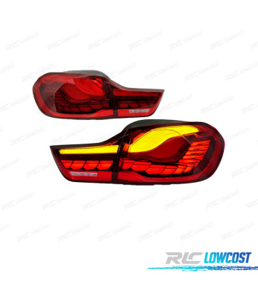 PILOTOS FULL LED BMW F32 F33 F36 LIGHT BAR OLED FONDO ROJO 13-18