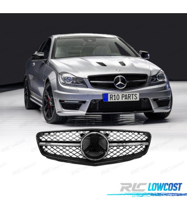 PARRILLA PARA MERCEDES W204 07-14 LOOK C63 NEGRO BRILLO CROMO