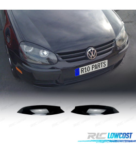 PESTAÑAS DE FAROS VOLKSWAGEN VW GOLF MK5 03-08 NEGRO BRILLO