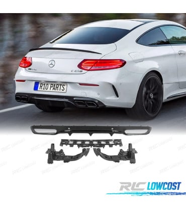 DIFUSOR MERCEDES CLASE C C205 COUPE AMG 14-18 LOOK C63 MOLDURA NEGRO BRILLO
