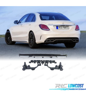 DIFUSOR MERCEDES CLASE C W205 AMG 15-21 LOOK C63 MOLDURA PLATEADA