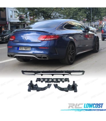 DIFUSOR MERCEDES CLASE C C205 COUPE AMG 14-18 LOOK C63 MOLDURA PLATEADA
