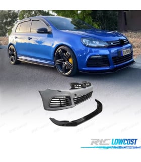 PARAGOLPES DELANTERO VOLKSWAGEN VW GOLF MK6 R20 NEGRO BRILLO SRA + SPOILER LIP + LUZ DIURNA