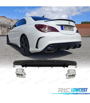 DIFUSOR MERCEDES CLA W117 16-18 LOOK CLA45 NEGRO BRILLO + COLAS ESCAPE