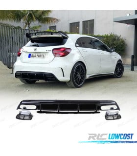 DIFUSOR MERCEDES CLASE A W176 15-18 LOOK A45 AMG NEGRO BRILLO + COLAS ESCAPE