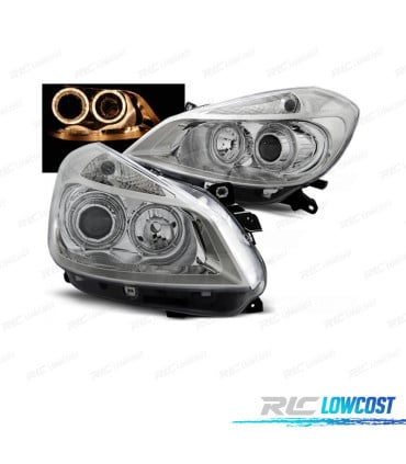 FAROS RENAULT CLIO 05-09 OJOS ANGEL FONDO CROMO H1 H1
