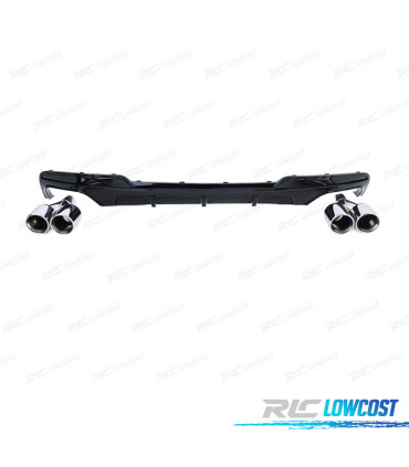 DIFUSOR BMW F10 F11 10-17 LOOK M PERFORMANCE NEGRO BRILLO + COLAS ESCAPE CROMO