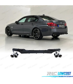 DIFUSOR BMW F10 F11 10-17 LOOK M PERFORMANCE NEGRO BRILLO + COLAS ESCAPE CROMO