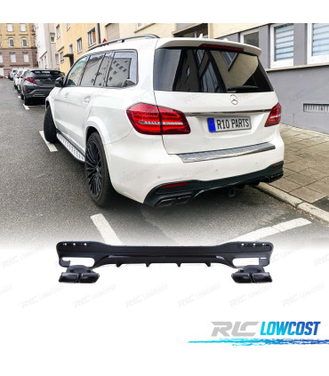 DIFUSOR MERCEDES GLS X166 15-19 LOOK AMG NEGRO MATE + COLAS ESCAPE