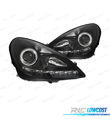 FAROS XENON MERCEDES CLASE SLK R171 04-11 LUZ DIURNA LED FONDO NEGRO