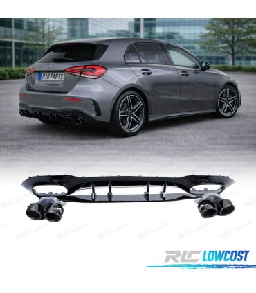 DIFUSOR MERCEDES CLASE A W177 18- A45 LOOK AMG NEGRO BRILLO + COLAS ESCAPE