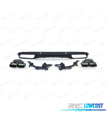 DIFUSOR MERCEDES CLASE C W205 SEDAN 14-18 LOOK AMG NEGRO MATE + COLAS ESCAPE
