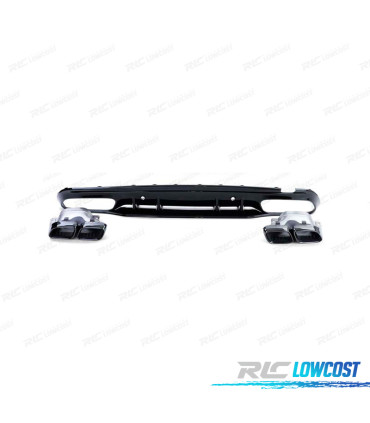 DIFUSOR MERCEDES CLASE C W205 SEDAN 18-21 LOOK AMG NEGRO BRILLANTE + COLAS ESCAPE