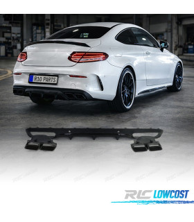 DIFUSOR MERCEDES CLASE C C205 COUPÉ 15-18 LOOK AMG PDC NEGRO + COLAS ESCAPE