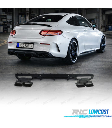 DIFUSOR MERCEDES CLASE C C205 COUPÉ 15-18 LOOK AMG PDC NEGRO + COLAS ESCAPE