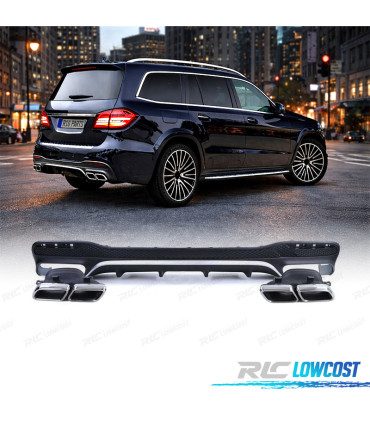 DIFUSOR MERCEDES GLS X166 15-19 LOOK AMG NEGRO MATE + COLAS ESCAPE ABS