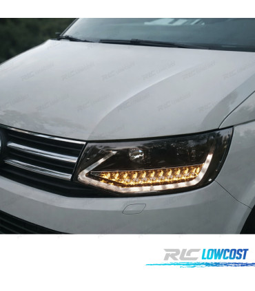 FAROS VOLKSWAGEN VW T6 15-19 DRL NEGROS CON INTERMITENTE LED DINAMICO