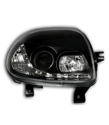 FAROS PARA RENAULT CLIO 98-01 LUZ DIURNA LED FONDO NEGRO