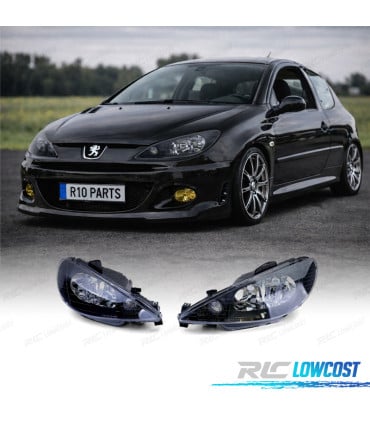 FAROS PEUGEOT 206 98-06 FONDO NEGRO H4 OEM