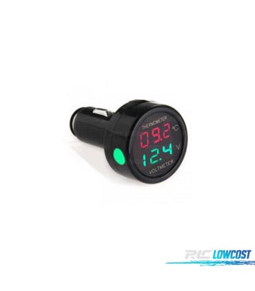 VOLTÍMETRO TERMÓMETRO DIGITAL MECHERO