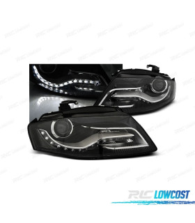 FAROS AUDI A4 B8 07-11 LUZ DIURNA DRL FONDO NEGRO