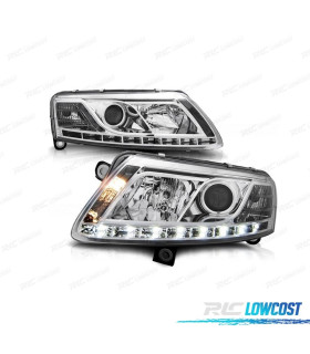 FAROS XENON AUDI A6 4F 04-08 DRL LUZ DIURNA REAL FONDO CROMO