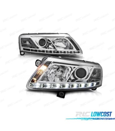 FAROS XENON AUDI A6 4F 04-08 DRL LUZ DIURNA REAL FONDO CROMO