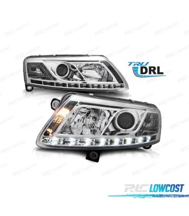 FAROS AUDI A6 4F 04-08 LUZ DIURNA REAL FONDO CROMO