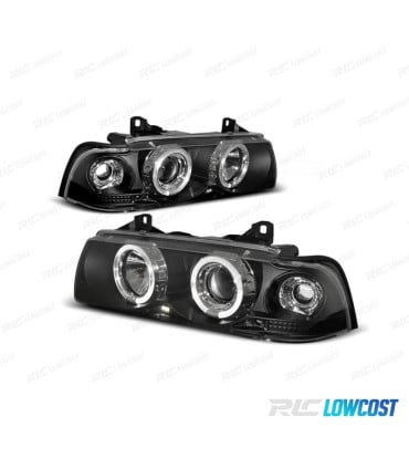 FAROS BMW E36 92-98 COUPE CCFL OJOS ANGEL FONDO NEGRO