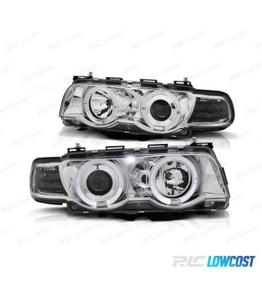 FAROS BMW SERIE 7 E38 98-01 OJOS ANGEL FONDO CROMO
