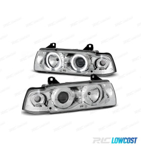 FAROS BMW E36 90-99 OJOS ANGEL CCFL FONDO CROMO