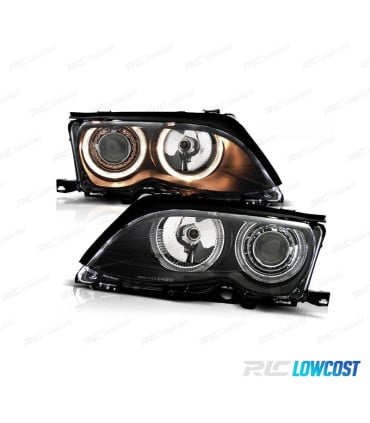 FAROS BMW E46 01-05 OJOS ANGEL FONDO NEGRO