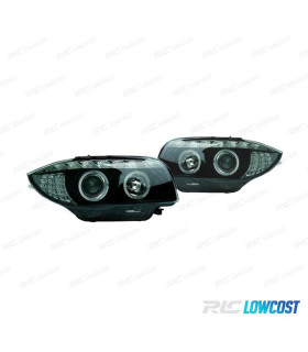 FAROS BMW E81 E87 E82 E88 OJOS ANGEL LUZ DIURNA FONDO NEGRO
