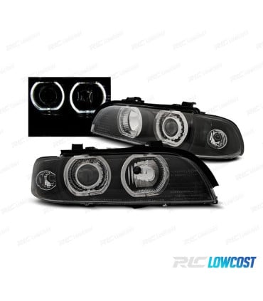 FAROS BMW E39 95-00 XENON OJOS ANGEL LED FONDO NEGRO
