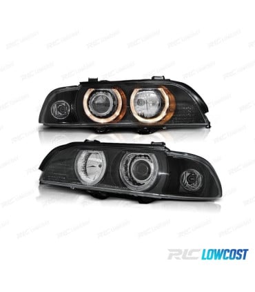 FAROS BMW E39 95-00 OJOS ANGEL HALOGENO FONDO NEGRO