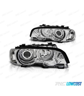 FAROS BMW E46 99-03 OJOS ANGEL CCFL FONDO CROMO