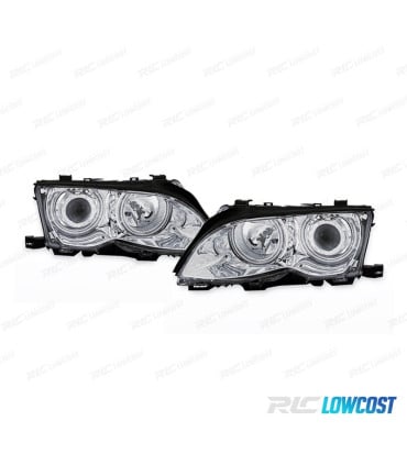FAROS BMW E46 4P 01-05 OJOS ANGEL CCFL FONDO CROMO
