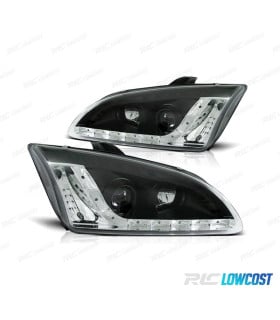 FAROS FORD FOCUS 04-08 LUZ DIURNA LED FONDO NEGRO