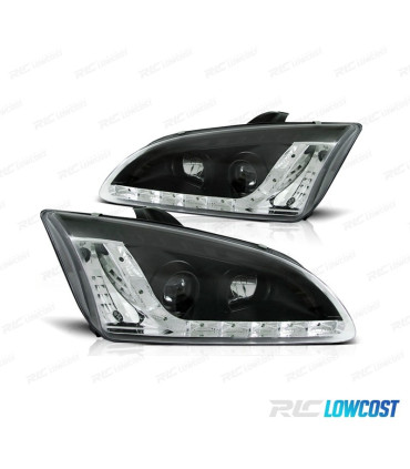 FAROS FORD FOCUS 04-08 LUZ DIURNA LED FONDO NEGRO