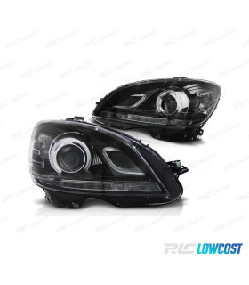 FAROS PARA MERCEDES CLASE C W204 07-11 FONDO NEGRO LUZ DIURNA