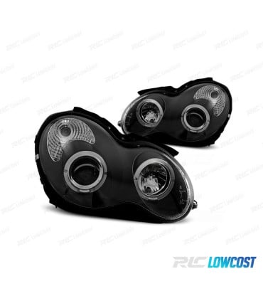 FAROS MERCEDES CLASE C W203 00-07 OJOS ANGEL FONDO NEGRO