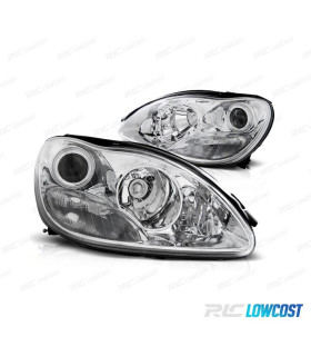 FAROS MERCEDES CLASE S W220 98-02 LUPA FONDO CROMO
