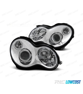 FAROS MERCEDES CLASE C SPORT COUPE C203 01-04 FONDO CROMO