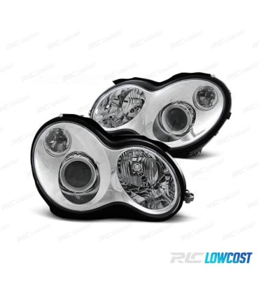 FAROS MERCEDES CLASE C SPORT COUPE C203 01-04 FONDO CROMO