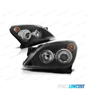 FAROS OPEL ASTRA H 04-09 OJOS ANGEL FONDO NEGRO