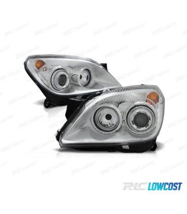 FAROS PARA OPEL ASTRA H 04-09 OJOS ANGEL FONDO CROMO