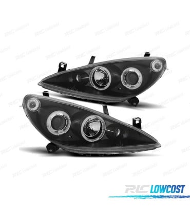 FAROS PEUGEOT 307 01-05 OJOS ANGEL FONDO NEGRO H7 H1 H1