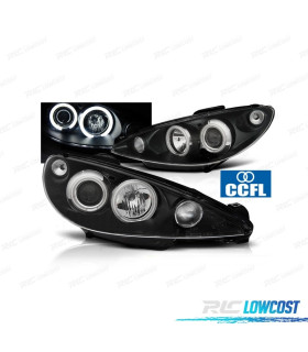 FAROS PEUGEOT 206 98-08 OJOS ANGEL CCFL FONDO NEGRO