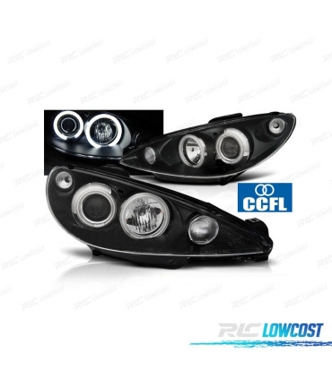 FAROS PEUGEOT 206 98-08 OJOS ANGEL CCFL FONDO NEGRO