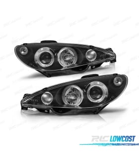 FAROS PEUGEOT 206 02-08 OJOS ANGEL FONDO NEGRO H7 OEM
